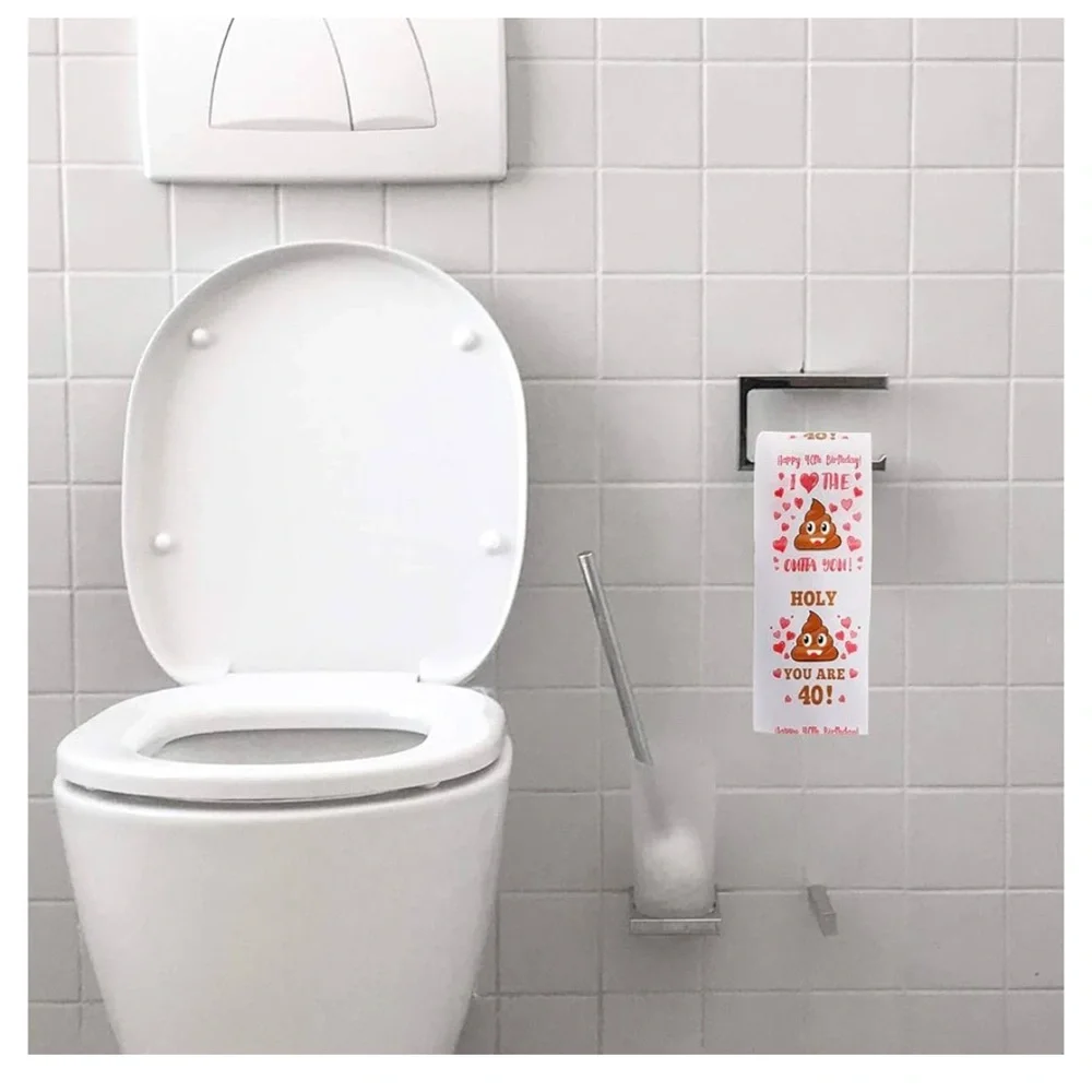 Funny 40th Birthday Toilet Paper - White and Red - Gag Gift Prank